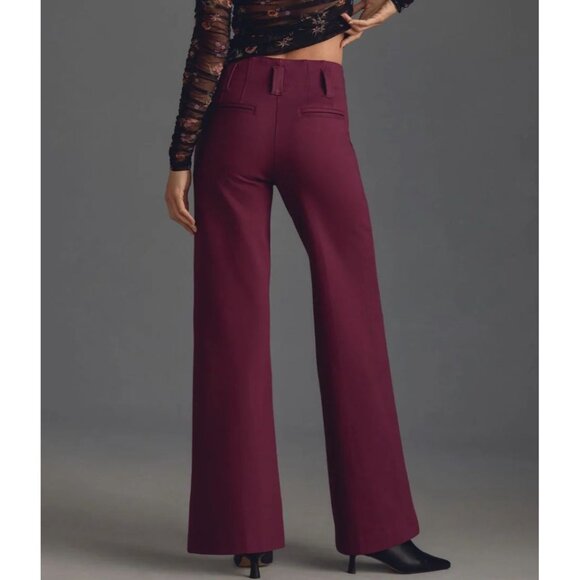 Anthropologie The Naomi Plum Ponte Knit High Rise Wide-Leg Flare Pants Size 14 - Picture 2 of 11